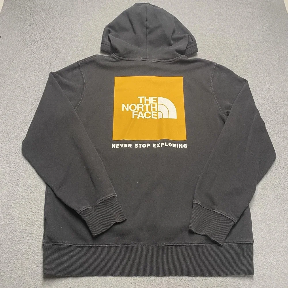 The North Face Hoodie Sweatshirt Mens Large Black‎ Fleece Pullover Back Graphic